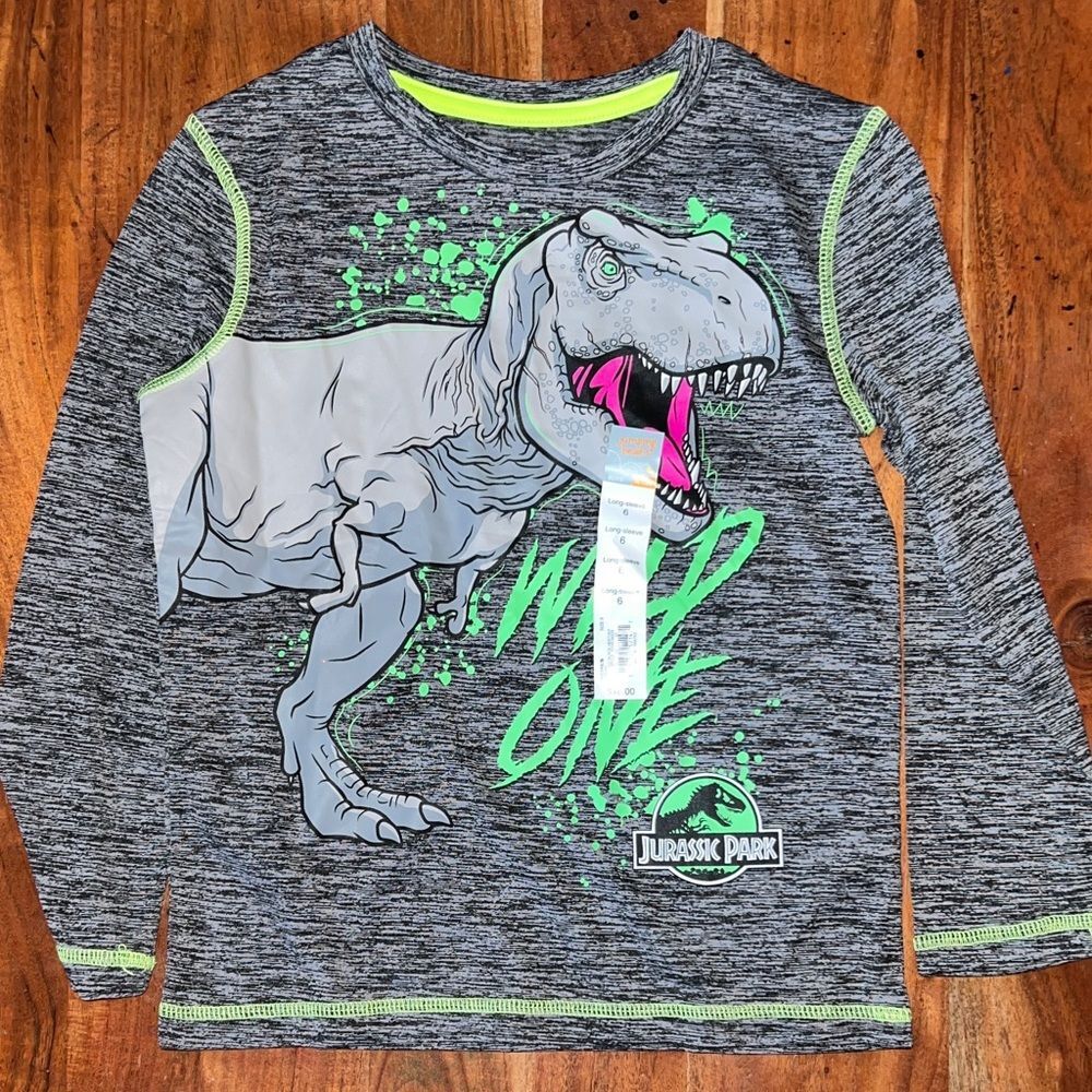 Jumping Beans Gray and Green Jurassic Park Dinosaur Tee